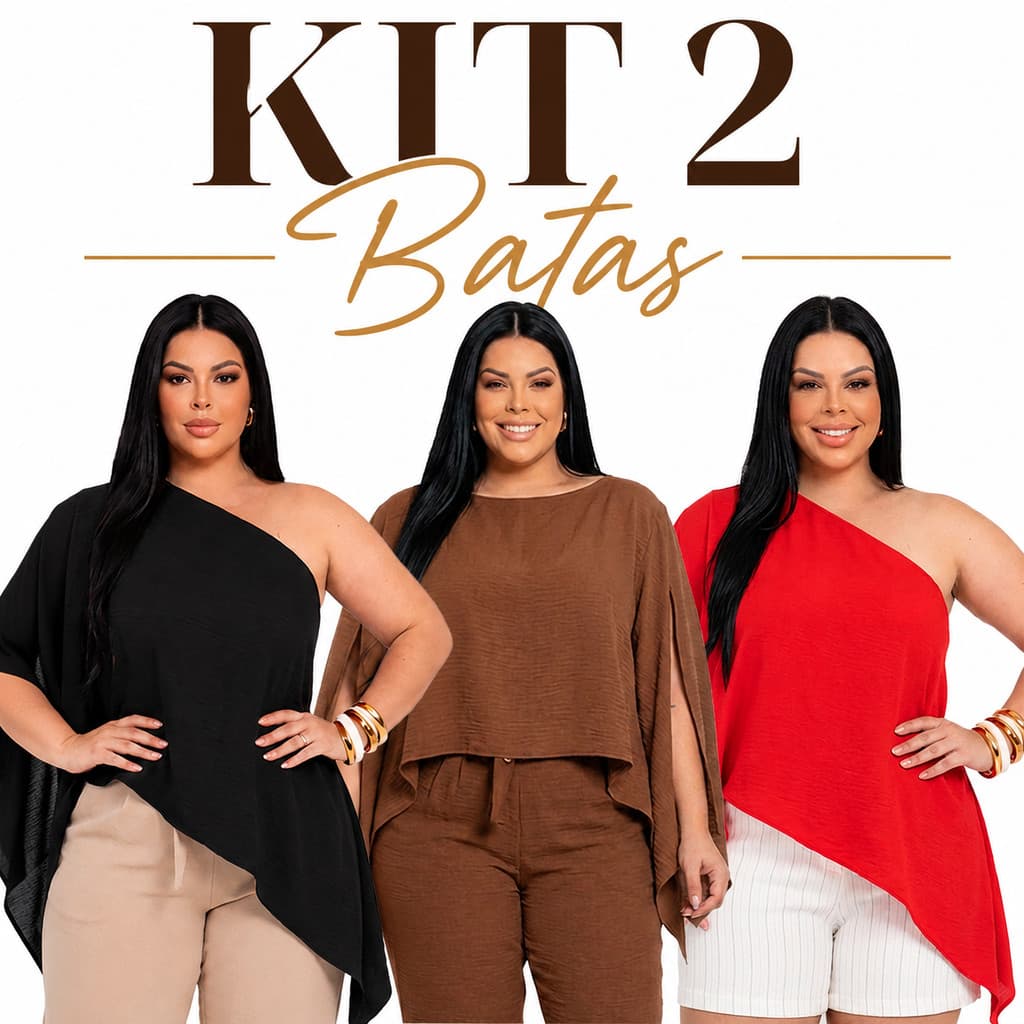 KIT 2 Blusas Batas Plus Size Multiformas 3 em 1 – Versátil, Moderna e Confortável | Look Casual à Social