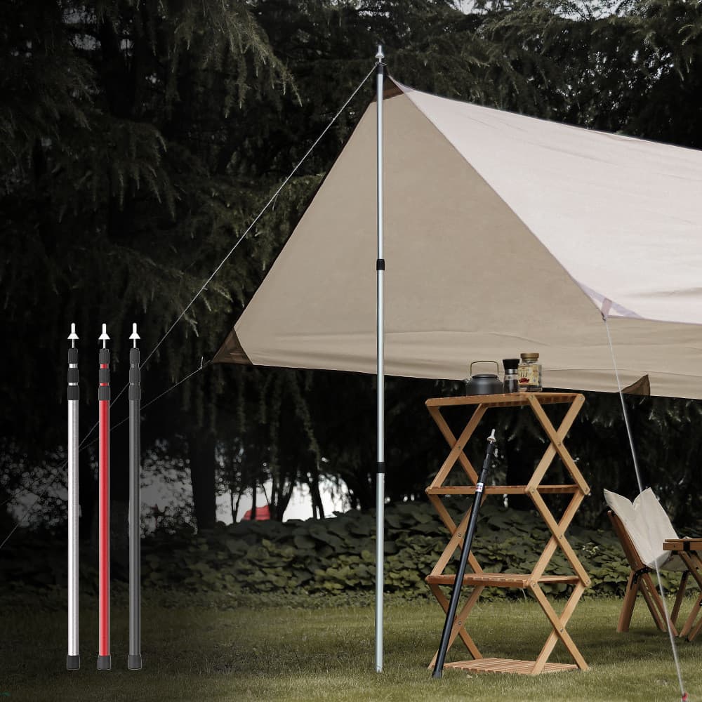 Pólo de dossel ao ar livre 3-suporte ajustável pólo telescópico pólo liga alumínio pólo alumínio 230cm guarda-sol tenda