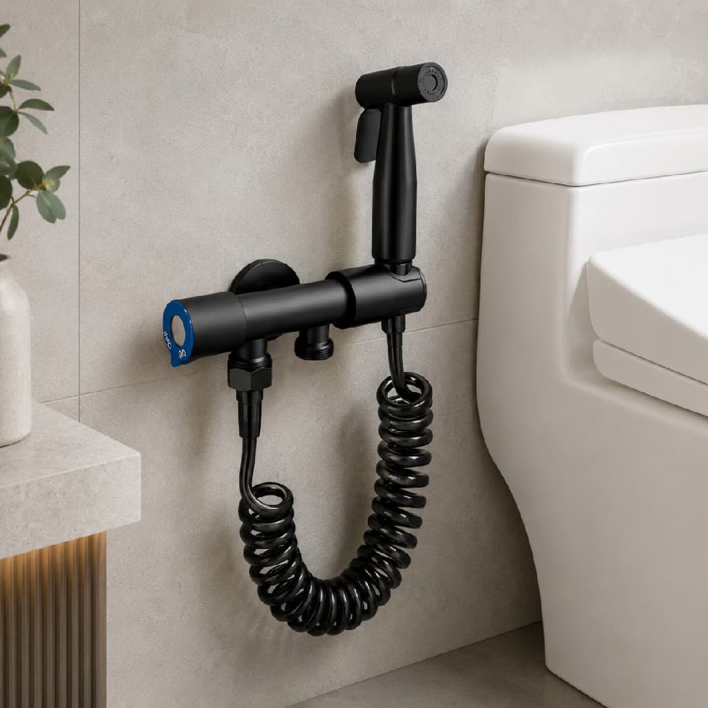 Ducha Higiênica Black Registro Duplo Redondo Metal com Gatilho Metal