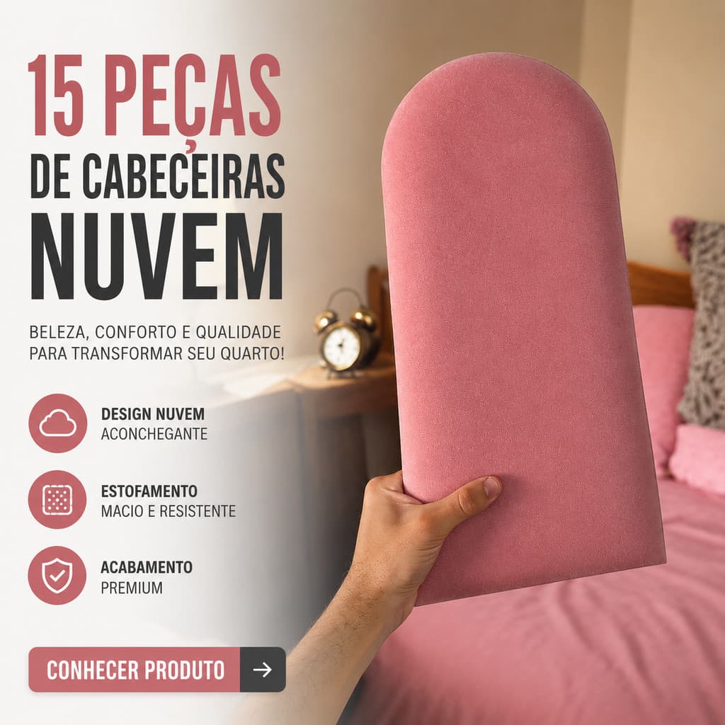 15 CABECEIRAS NUVEM ESTOFADA ADESIVA MODULAR PARA CAMA SOLTEIRO CASAL QUEEN KING L LUXO PREMIUM