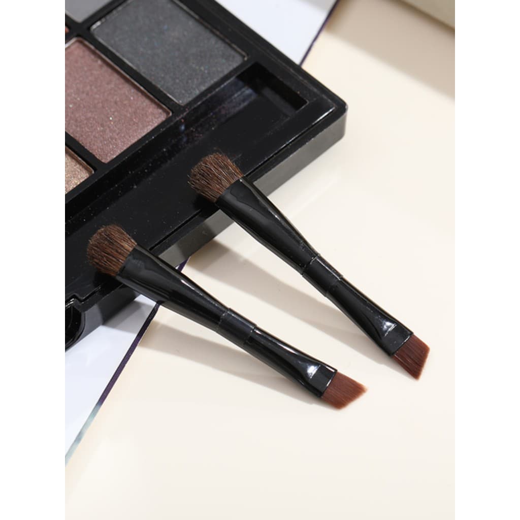 Fabricante Natural escova de sobrancelha de duas cabeças crina sombra escova caixa de pó dedicado portátil pincel de maq