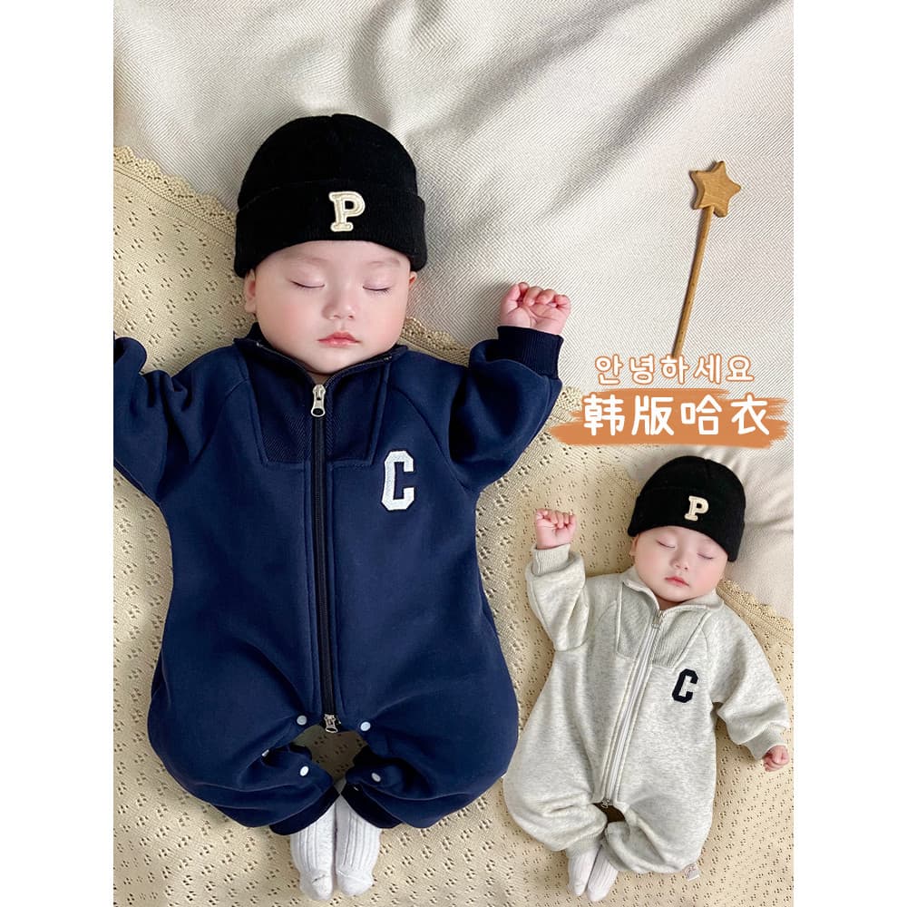 Roupas infantis inverno versão coreana roupas de bebê forro de lã macacão na moda legal masculino mês idade bebê macacão