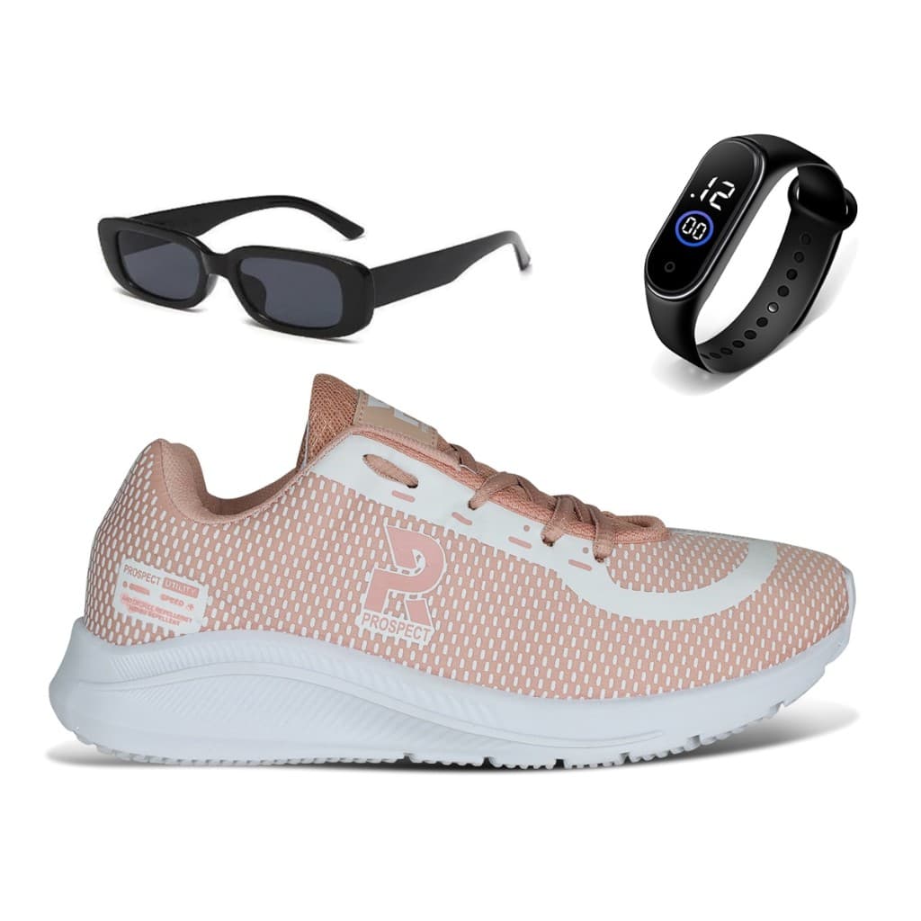 Tênis Feminino Prospect Speed Caminhada Academia Corrida + Óculos + Relógio