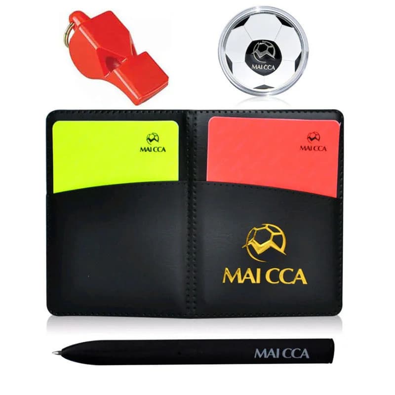 Estojo para Cartões de Árbitro de Futebol com Caneta, Cartão Vermelho e Amarelo, Apito, Conjunto de Carteira e Caderno p