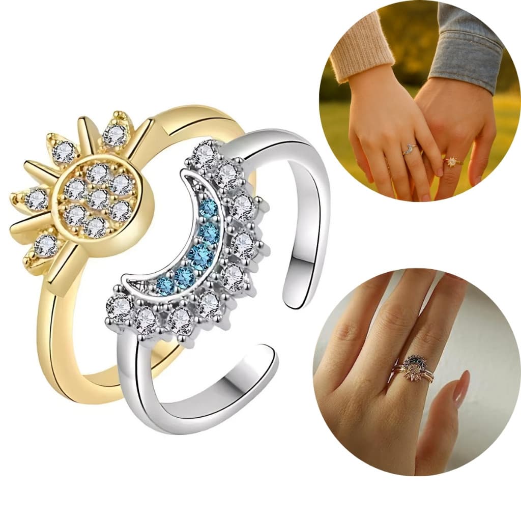 Par Anéis Casal Amantes Do Da Lua Para Ele Seu Dia Namorados - Anel Aço Inoxidável - Aliança de Casamento