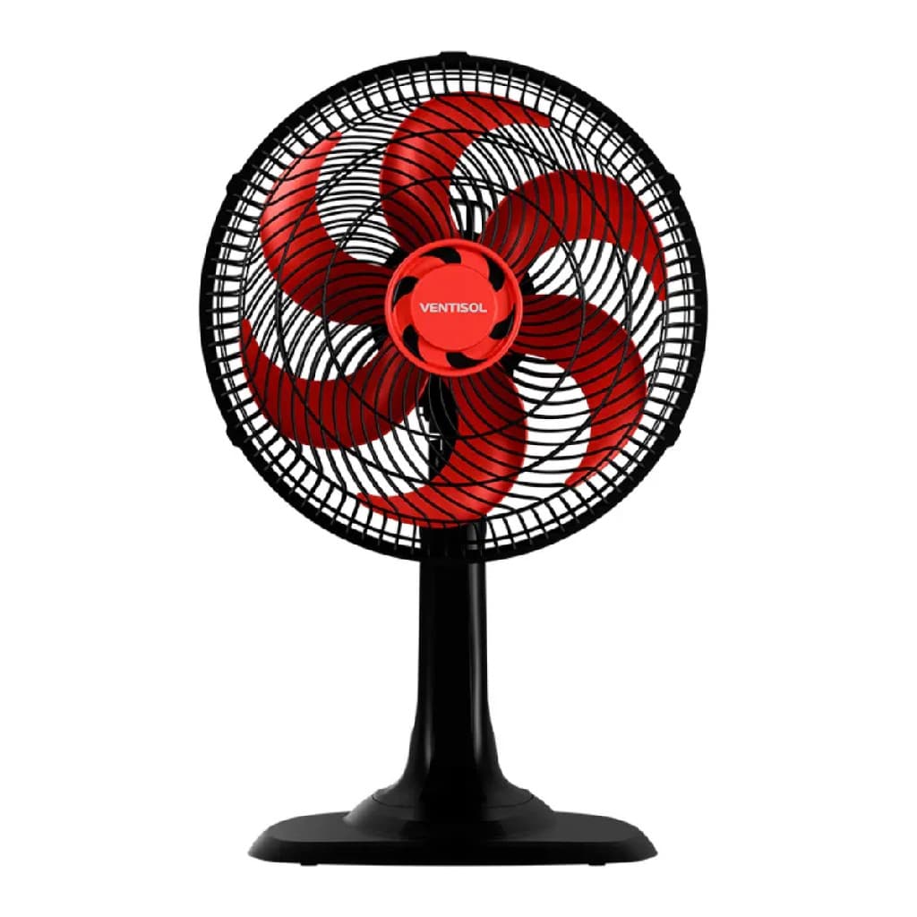 Ventilador de Mesa  Turbo 6 Pás 30cm Pás Vermelhas, Classe A no INMETRO, 3 Velocidades