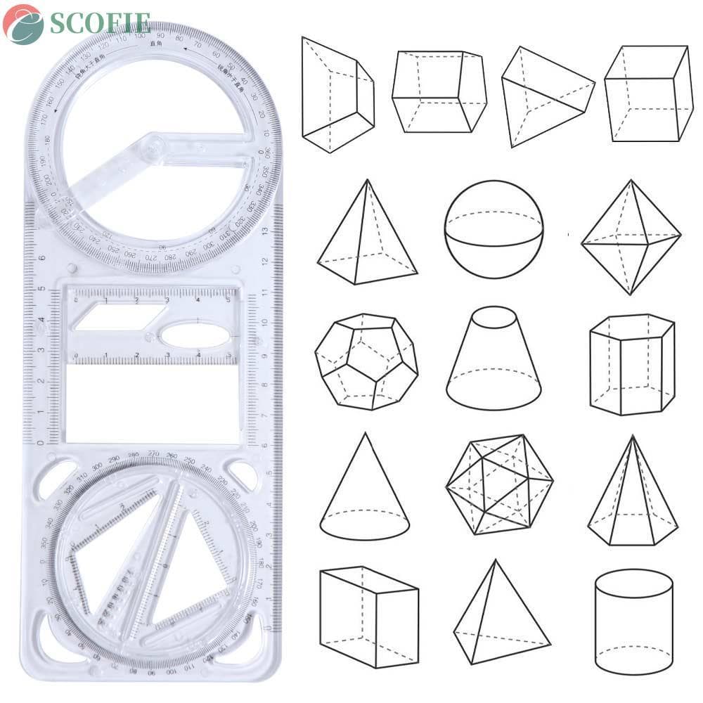Régua De Desenho SCOFIE , Geométrica De Ângulo De Atividade Multifuncional , Modelo De Medição De Plástico