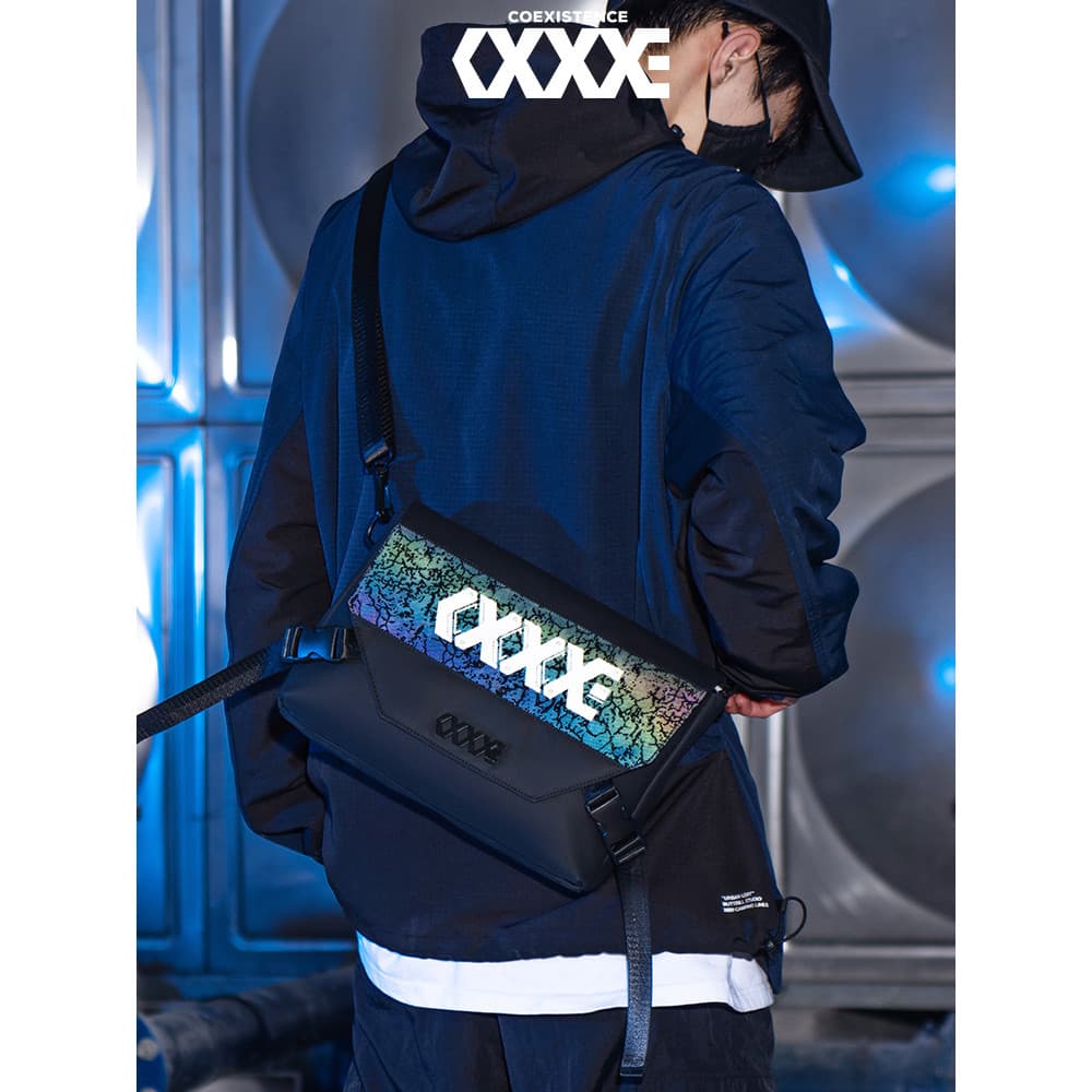 COEXISTÊNCIA Street Wear Casual Messenger Bag Messenger Bag Commuter Bag Peito Bolsa Esportes Homens Bolsa de Ombro Mulh