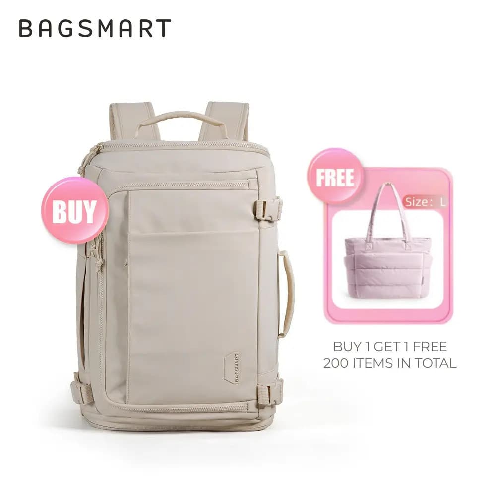 [Compre 1 e ganhe 1] Mochila de viagem impermeável multiuso, Bagsmart, acesso rápido, capacidade de 28L e 38L, adequada