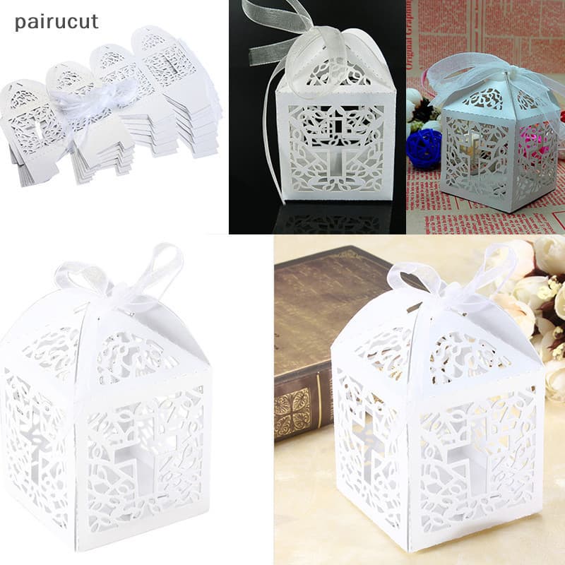 Uiu 10pcs Festa De Casamento Caixas De Doces De Papel Cruz Com Fita Ui