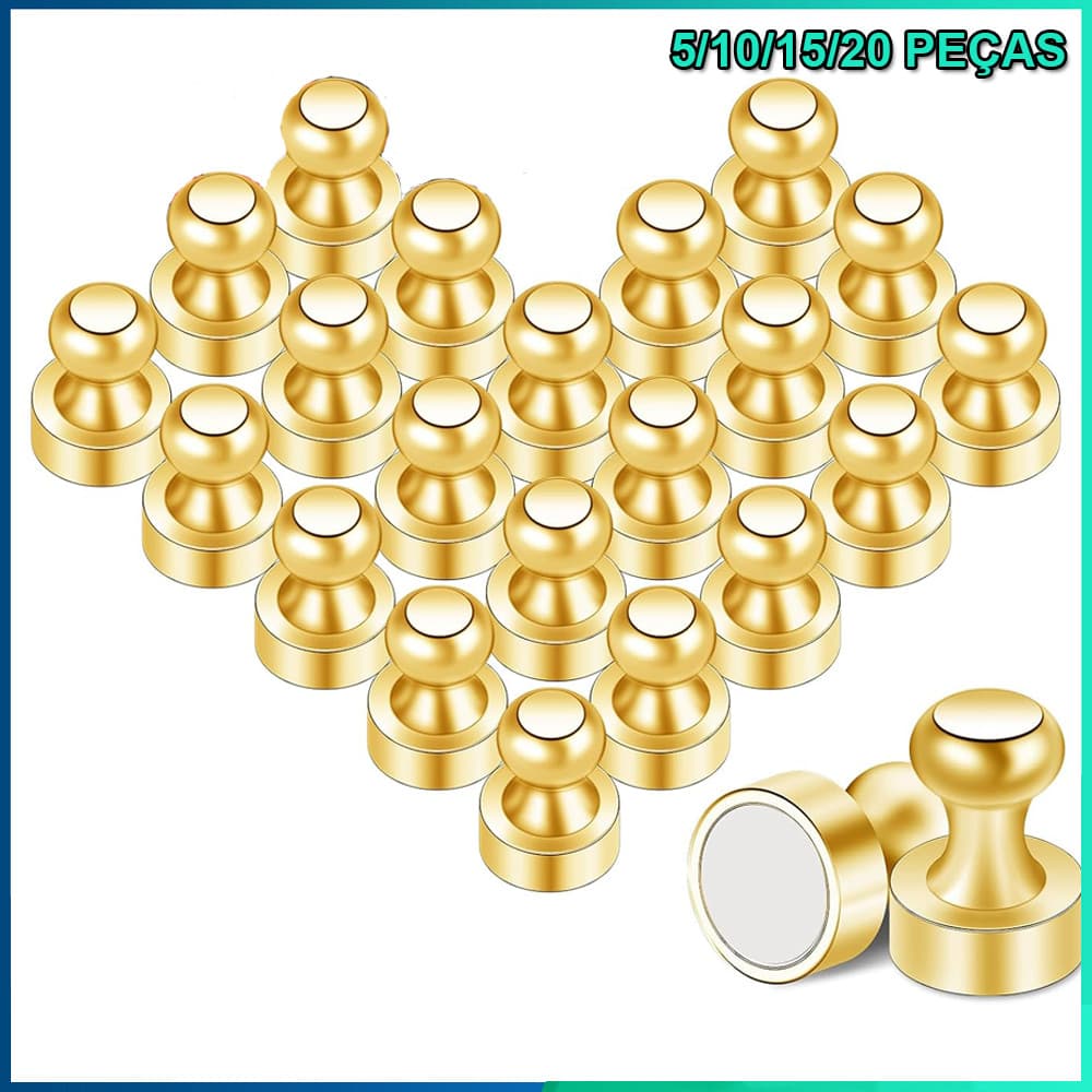 5-20Pç Dourado  Forte Neodímio Magnético Pinos Otário Percevejo Ímã De Aço Durável Push Pin Para Geladeira Quadro Branco