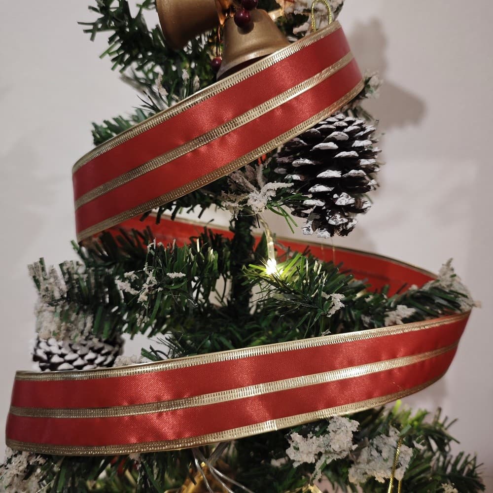 FITA VERMELHA ARAMADO 914CM 36MM NATAL DECORAÇÃO PRESENTE ÁRVORE 6363-1180