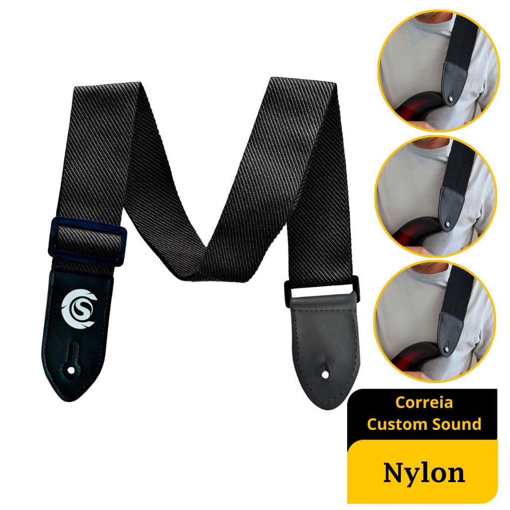 Correia Para Violão Guitarra Contrabaixo Ukulele Custom Sound Nylon 5cm - Conforto e Estilo para Músicos