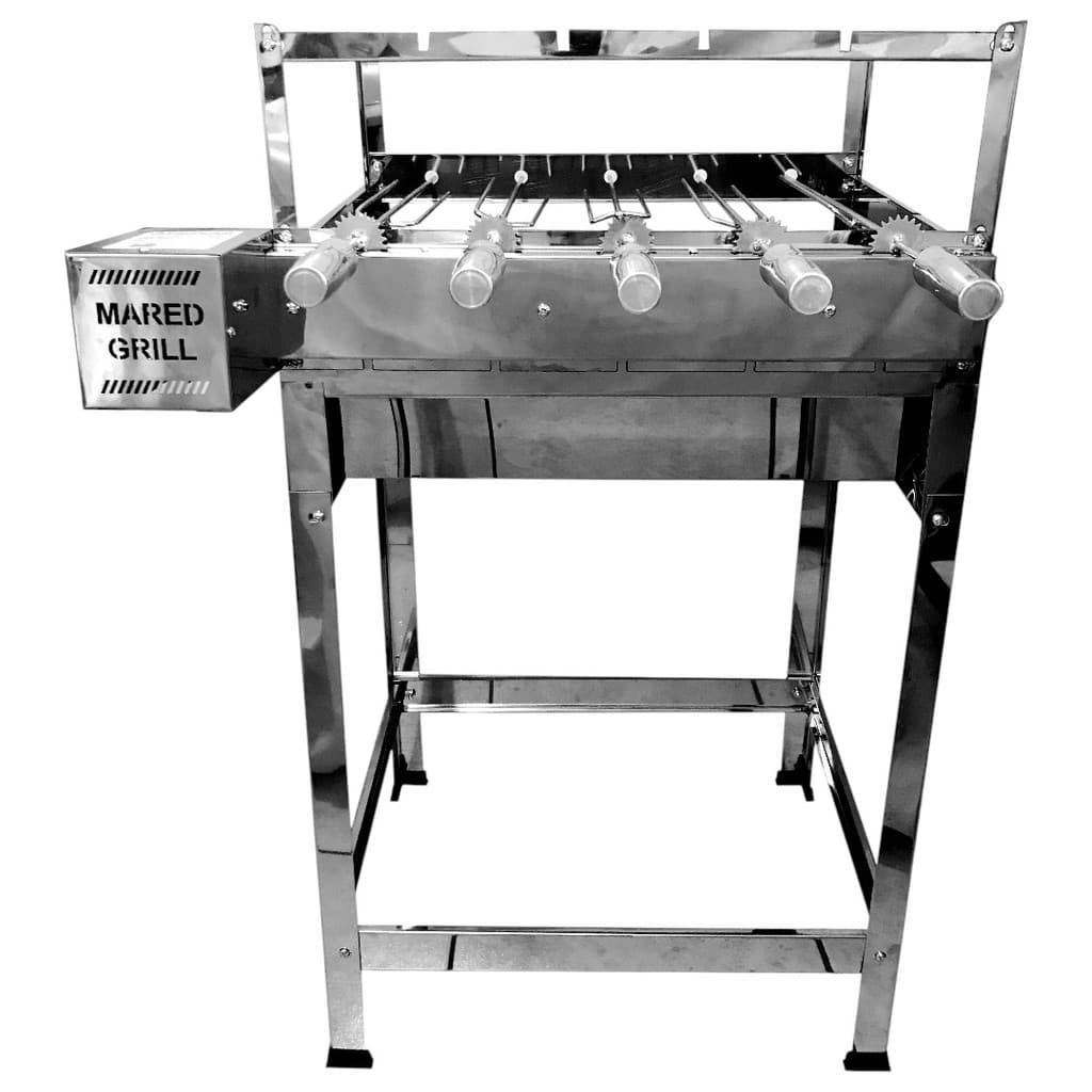 Churrasqueira Giratória Grill 5 Espetos Inox Motor Caçamba