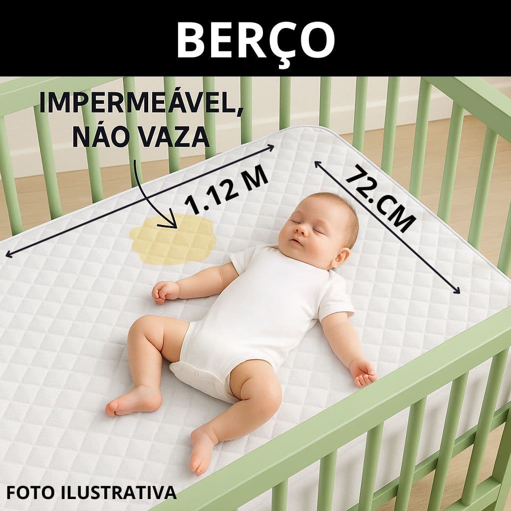 Capa Protetor de Colchão Impermeável Berço Para Bebê com Elástico Forro Anti Xixi Proteção Total