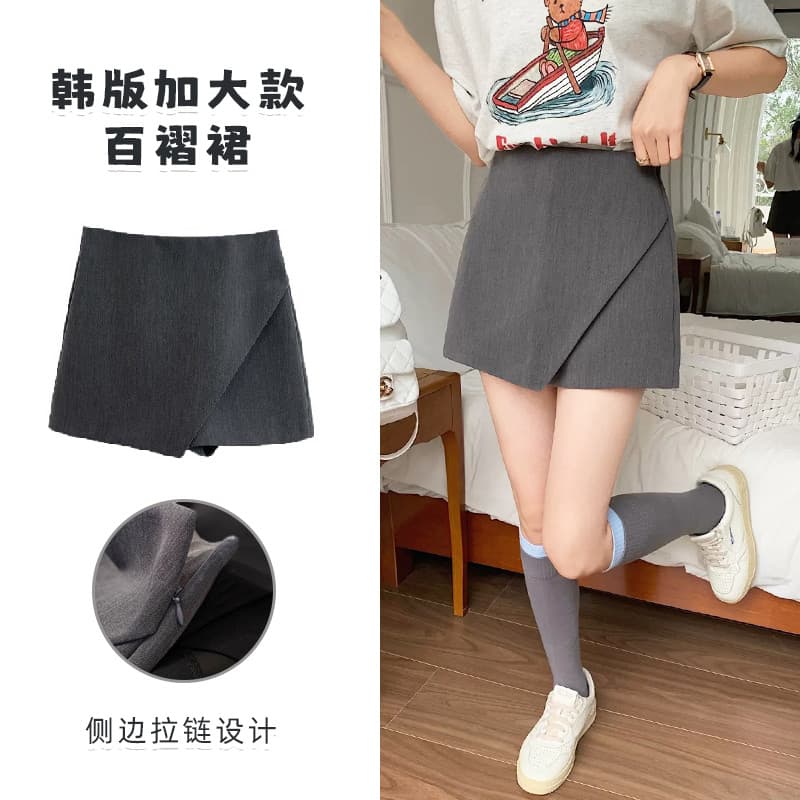 Diário Design Irregular cintura alta mais magro olhar A linha Culottes feminino verão novo estilo capa barriga terno cal