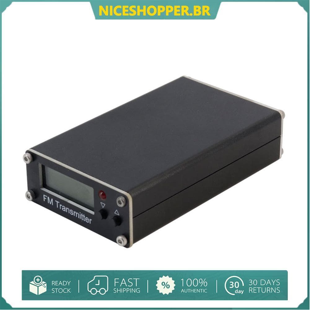 Geevorks Transmissor FM 0,5 W Display Digital Emissora de Rádio Estéreo 76-108 MHz Frequência Ajustável Alcance de 2000