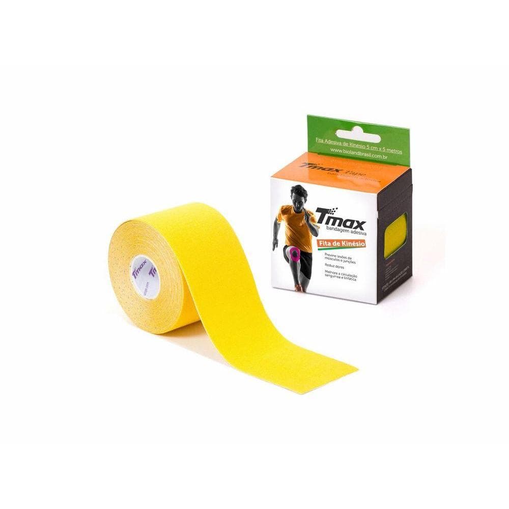Bandagem Neuromuscular Elástica Adesiva - 5m X 5cm, Amarelo - Tmax