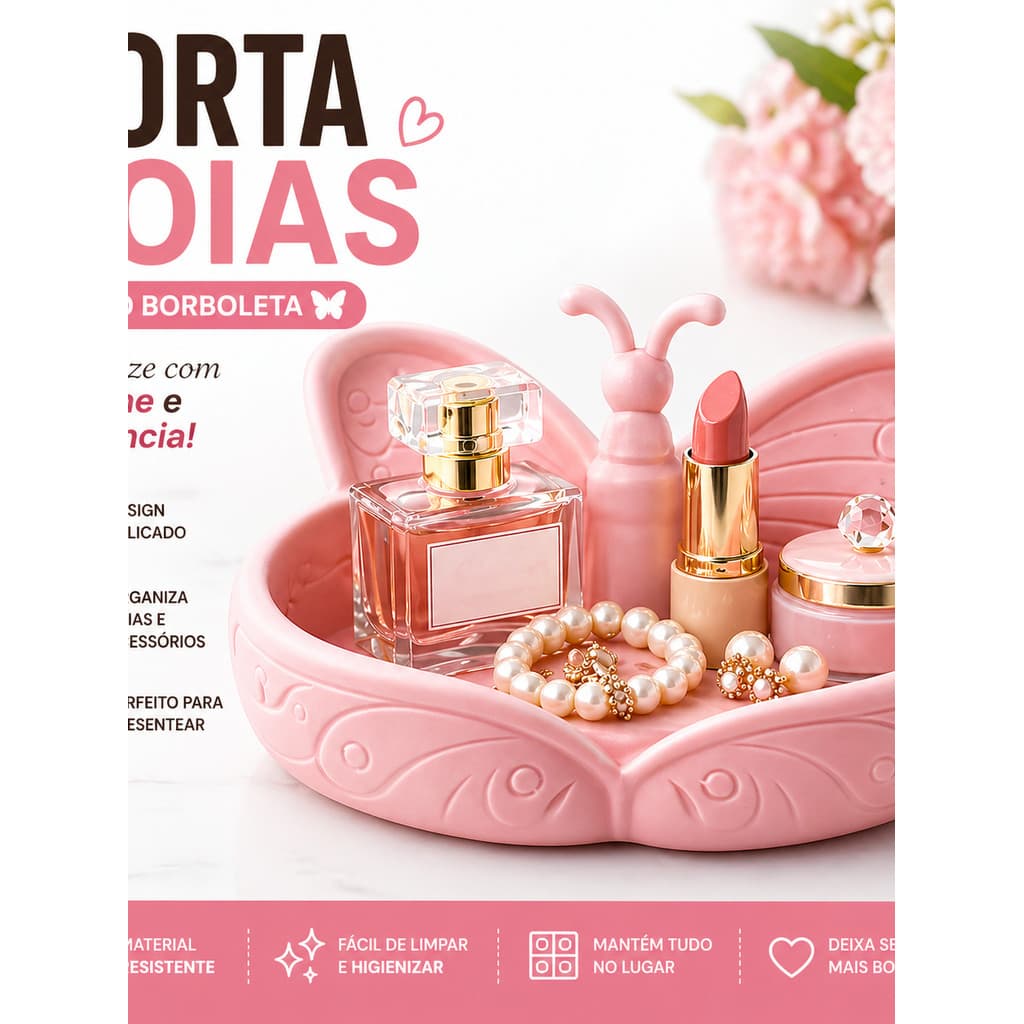 Porta Joias Borboleta Organizador De Maquiagem E Bijuterias Bandeja Porta Acessórios Feminina Decoração Penteadeira Luxo