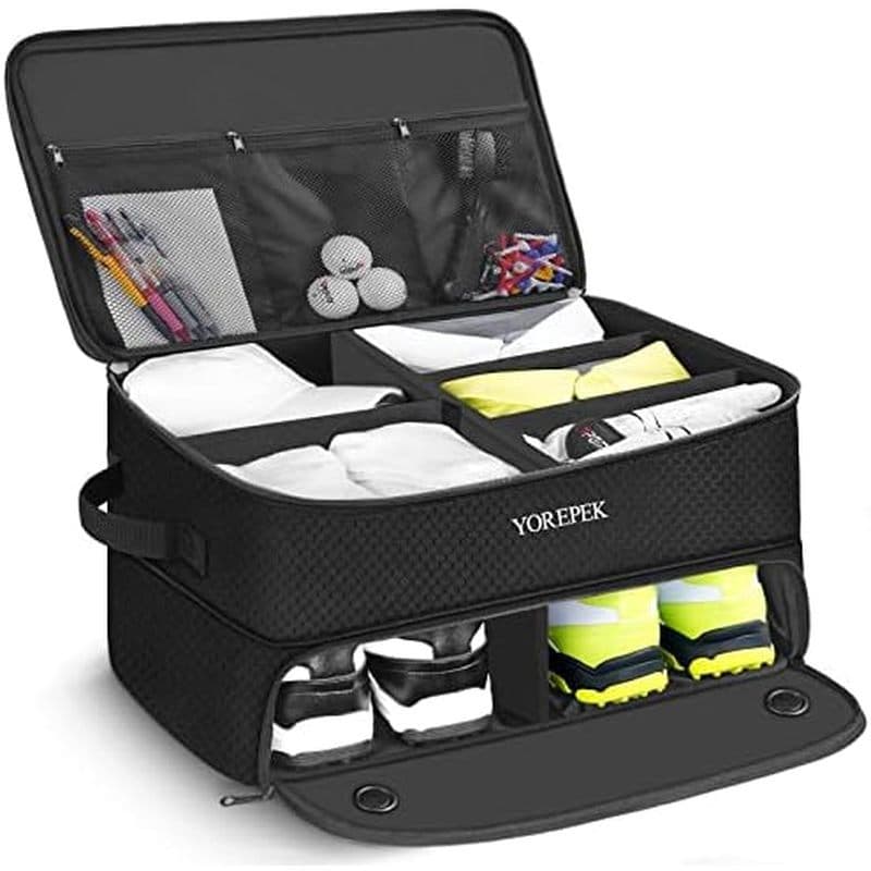 YOREPEK Organizador De Mala De Golfe De 2 Camadas , Presentes Para Homens Com Compartimento Ventilado Separado Sapatos P