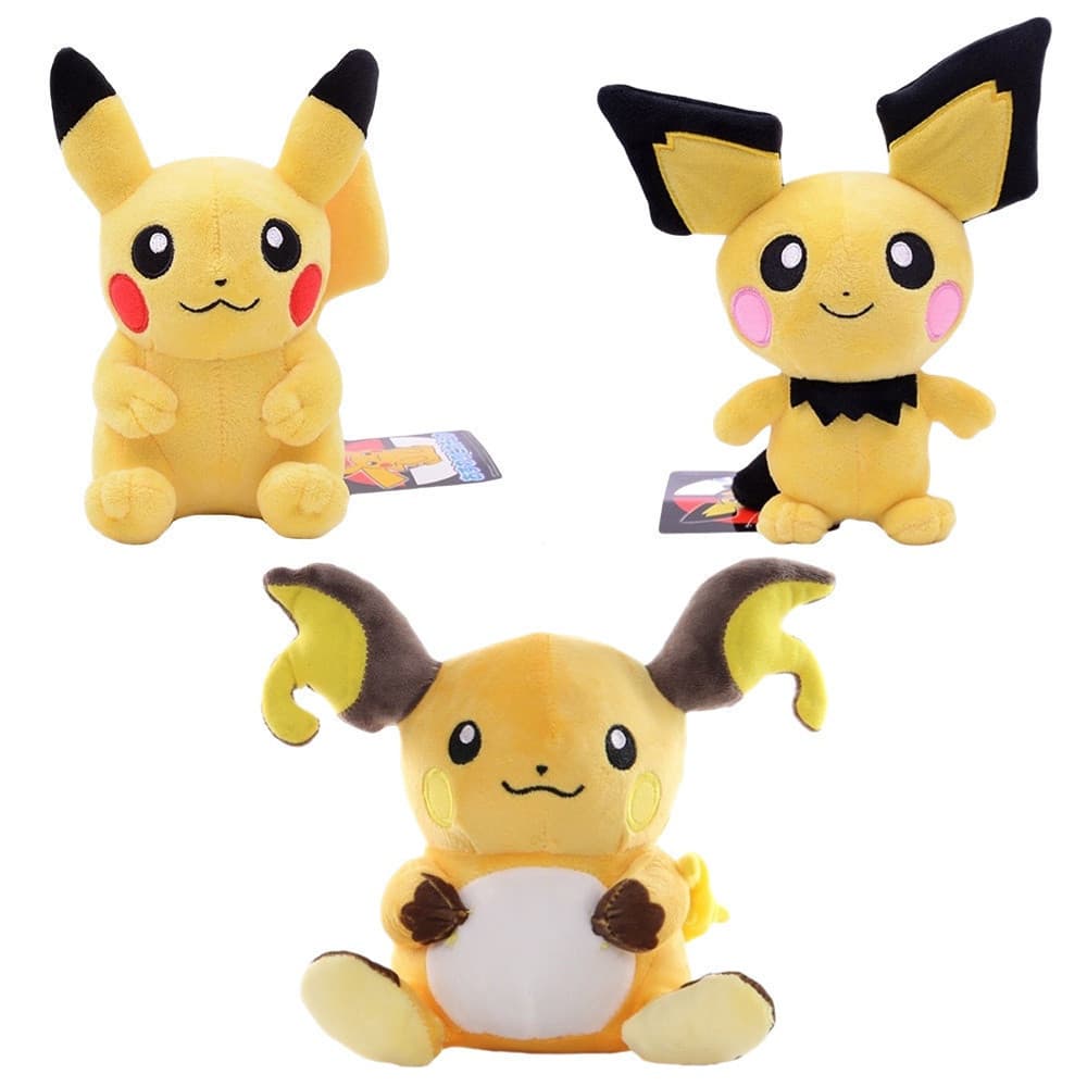 Boneco de Pelúcia de 20cm do Pokémon Pikachu Raichu, Modelo de Brinquedo Fofo, Ideal como Presente de Natal para Meninas