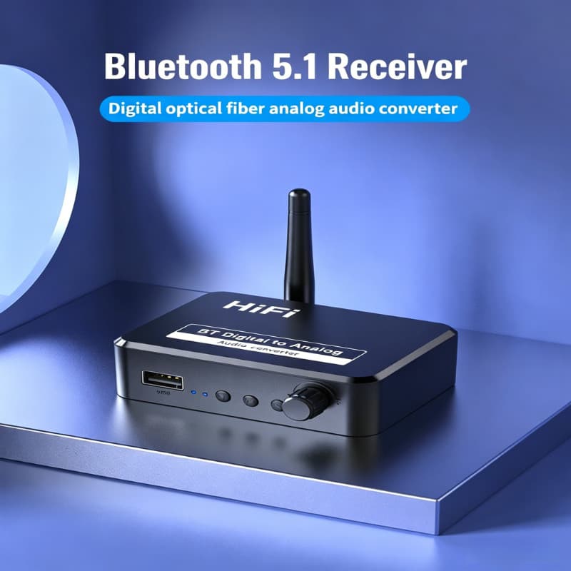 Blue Tooth 5.1 Conversor De Recepção Tooya Adaptador De Áudio Digital Para Analógico Plug in U Disk De Dente Azul Sem Fi