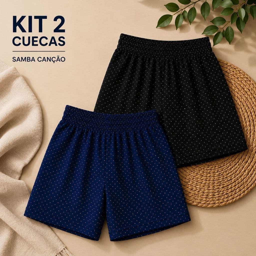 Kit 2 Cueca Samba Canção Masculina Malha Fria Leve Confortável Respirável Kit Promocional