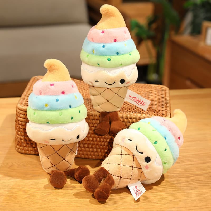 Desenhos animados dos desenhos animados arco-íris sorvete travesseiro brinquedo de pelúcia boneca Cone boneca reconforta