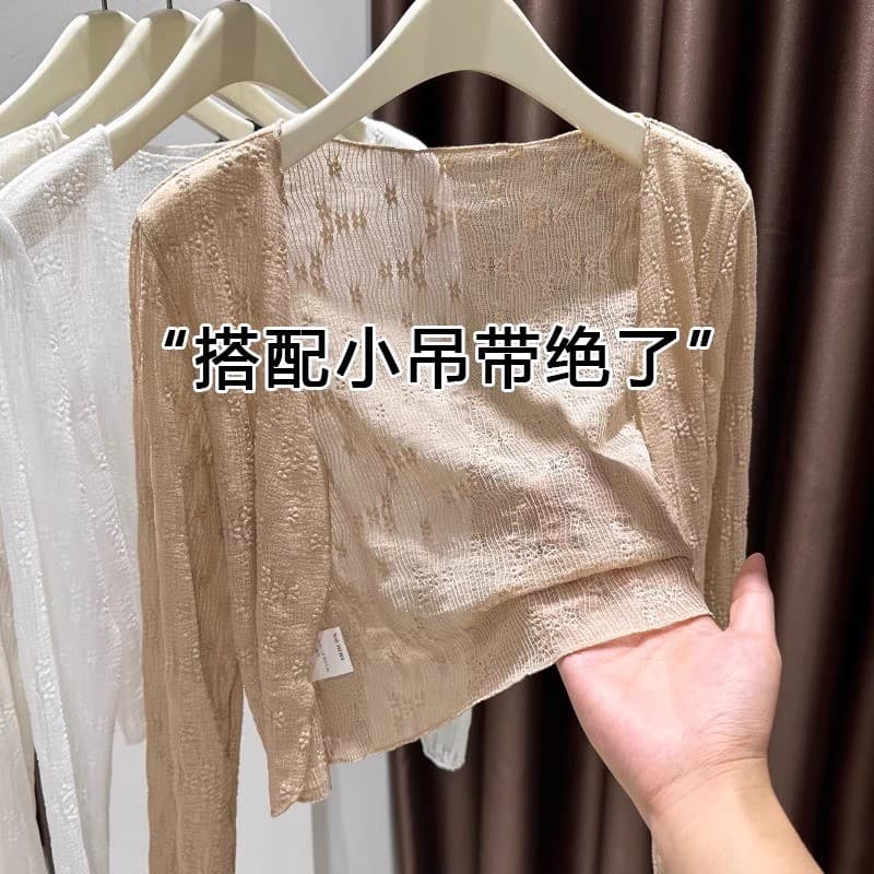 Super fada oco pequeno xale feminino verão estilo fino pulôver exterior combinando grade curto pequeno exterior xale com