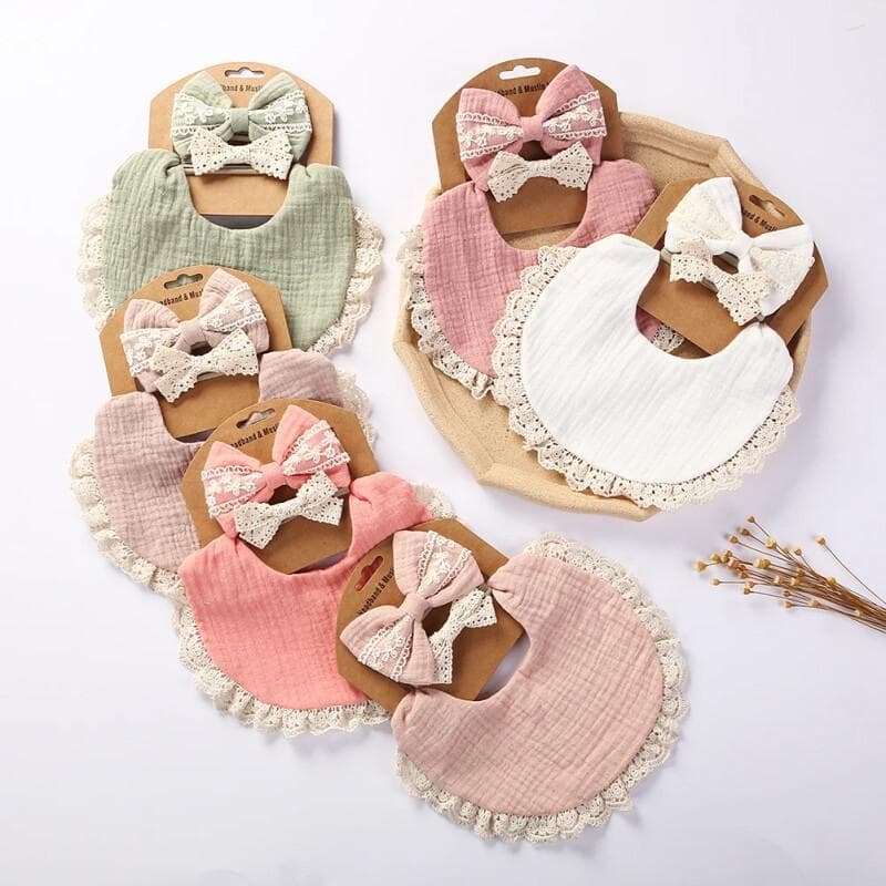 Conjunto de 3 Peças de Babadores Sólidos para Bebê com Franjas e Renda, para Meninos e Meninas, Toalha para Alimentação