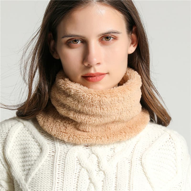 Cachecol Grosso e Quente de Inverno, Gola Alta em Fleece Coral