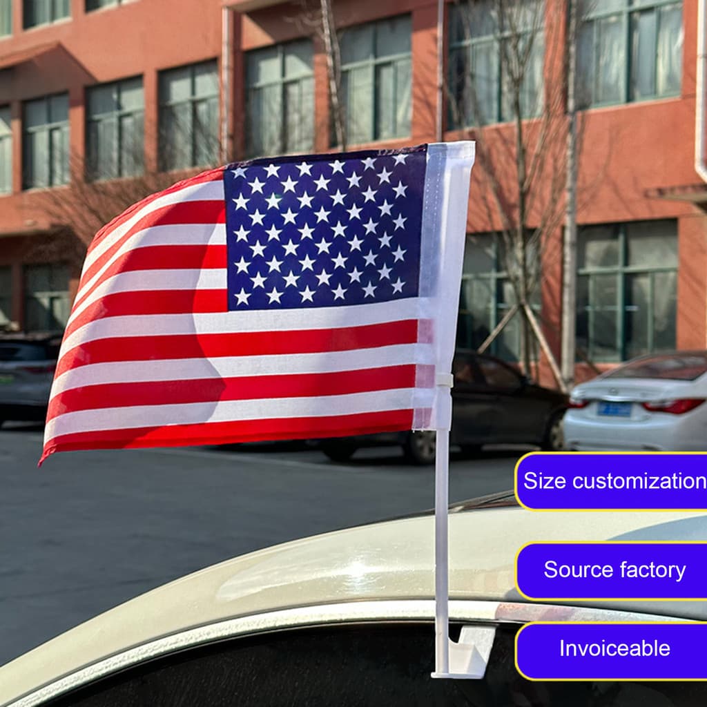 Bandeira De Carro Americana Dos Eua Com Clipe Impressa Dupla Face Perfeita Para Desfiles De Celebrações De Festivais