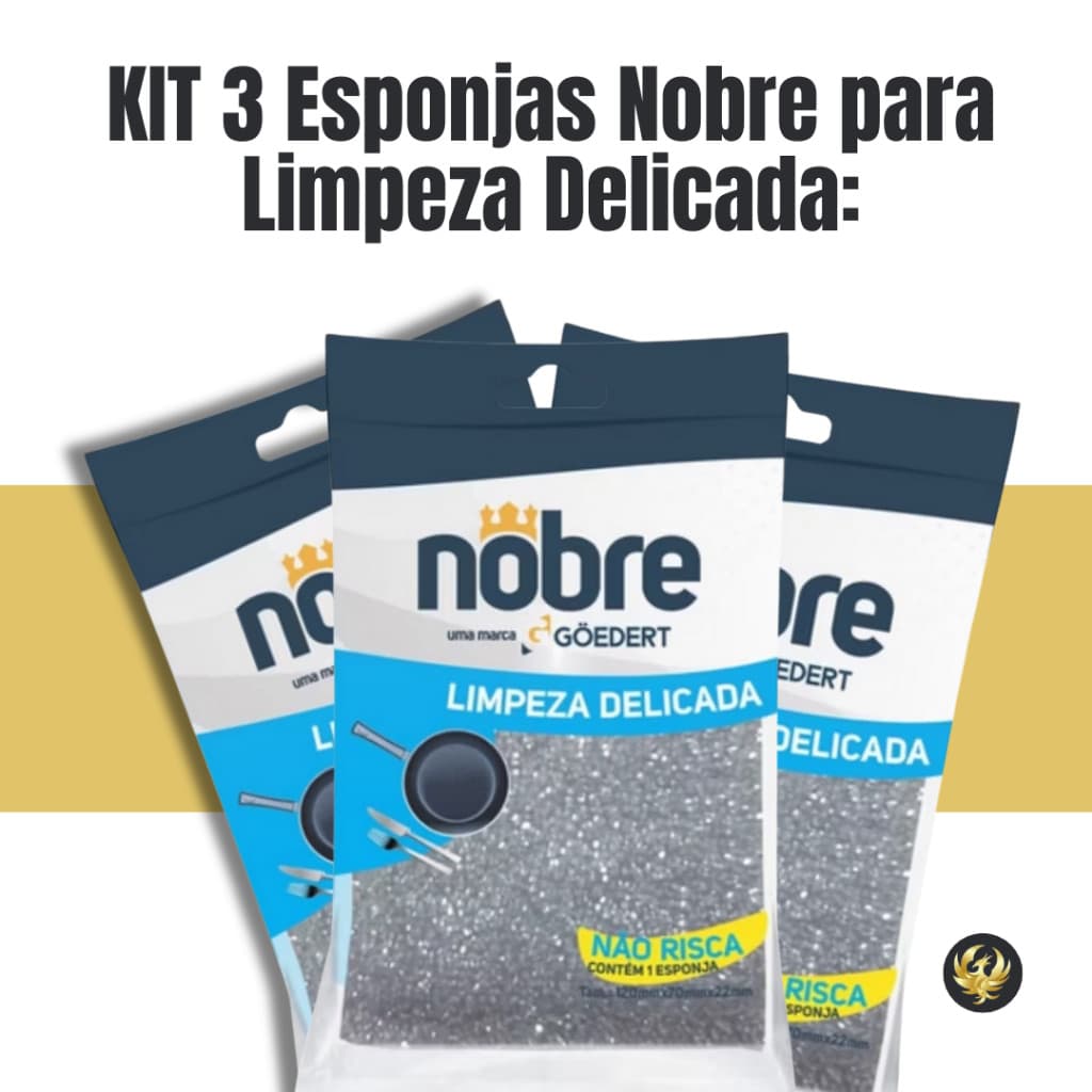 KIT 3 Esponjas Nobre para Limpeza Delicada  Multiuso  Não Risca Poliuretano e Poliéster