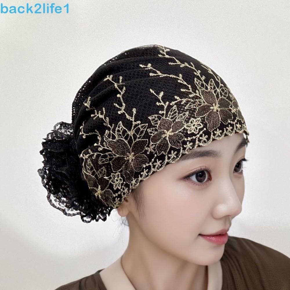 BACK2LIFE1 Chapéu De Ondulação De Renda De Beleza , Cabelo Encaracolado Elástico Macio Com Flores Bordadas , Boné Para I