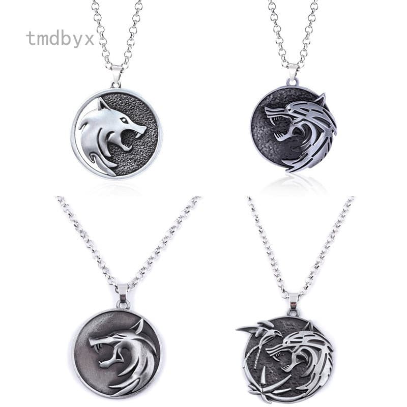 Tmdbyx Wizrd Wizard Colar Gótico Retrô da Moda com Pingente de Cabeça de Lobo Masculino, Joia do Personagem da Série de