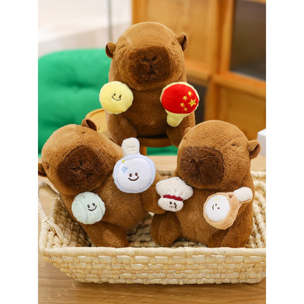 Bonito capivara boneca pequena boneca decoração de mesa calmante boneca capivara brinquedo de pelúcia Ragdoll presente