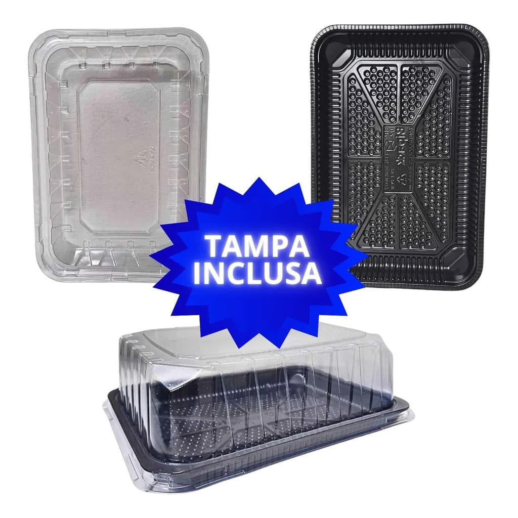 50 Embalagem Retangular Alta Para Bolo/Torta Bp03 C/ Tampa BP-03