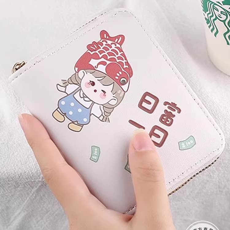 Porta-cartões pequeno, porta-moedas, porta-cartões feminino criativo, menina japonesa, porta-cartões de grande capacidad