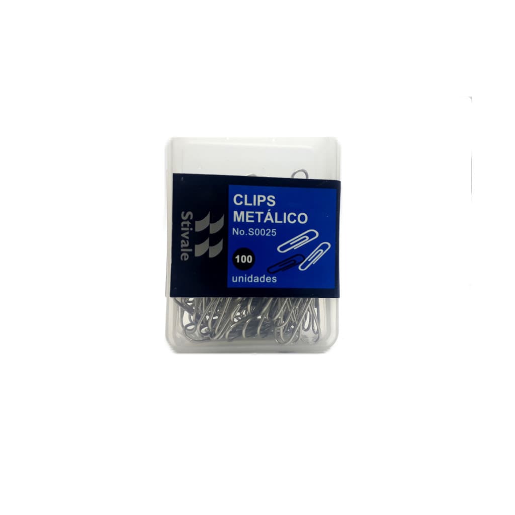 300 Clips Papel Caixas c/ 100 unidades  8x28mm Aço Inox