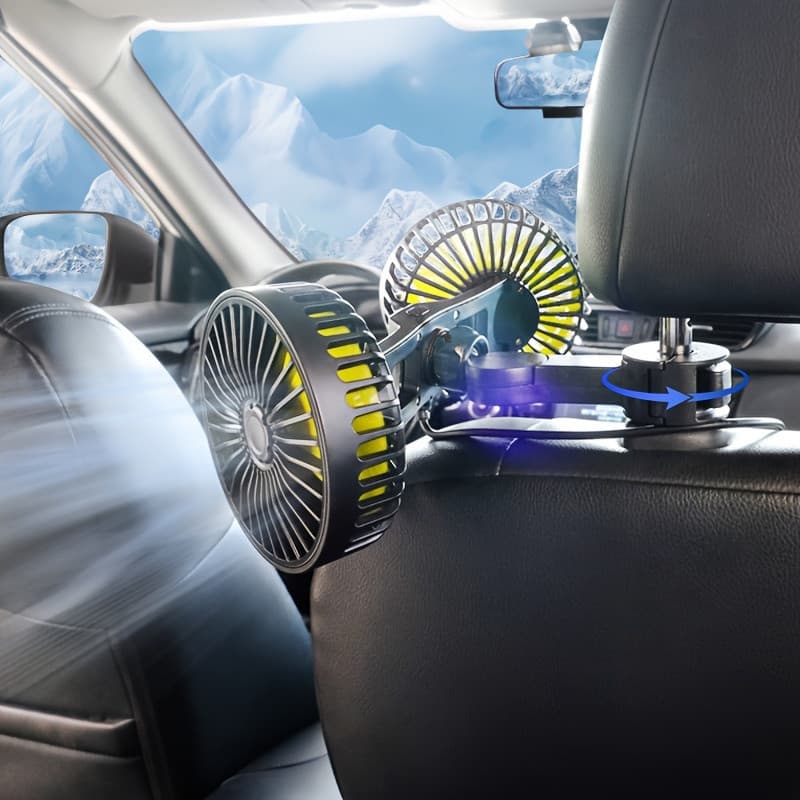 1pc Assento Traseiro Do Carro Ventilador De Cabeça Dupla Verão Resfriamento 360 Graus Livre