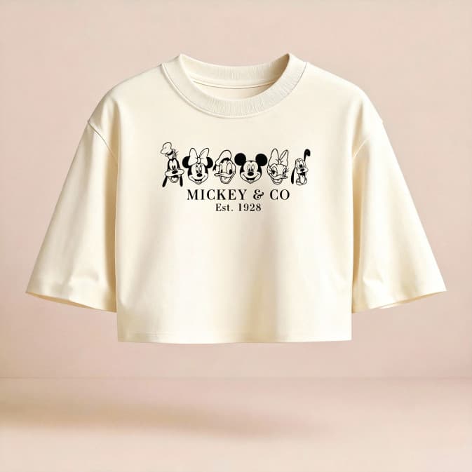 Cropped oversized 100% algodão - Disney - Mickey - Minnie - Disneyland