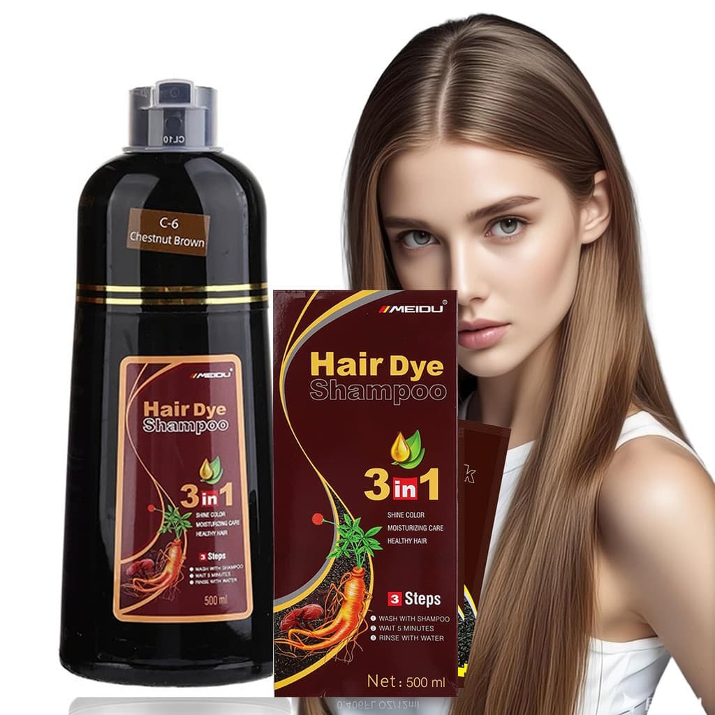 Shampoo De Tintura De Cabelo Natural 500ml Para Cobertura Cinza , Tonalidade Preta Marrom Instantânea 3 Em 1 Divertida