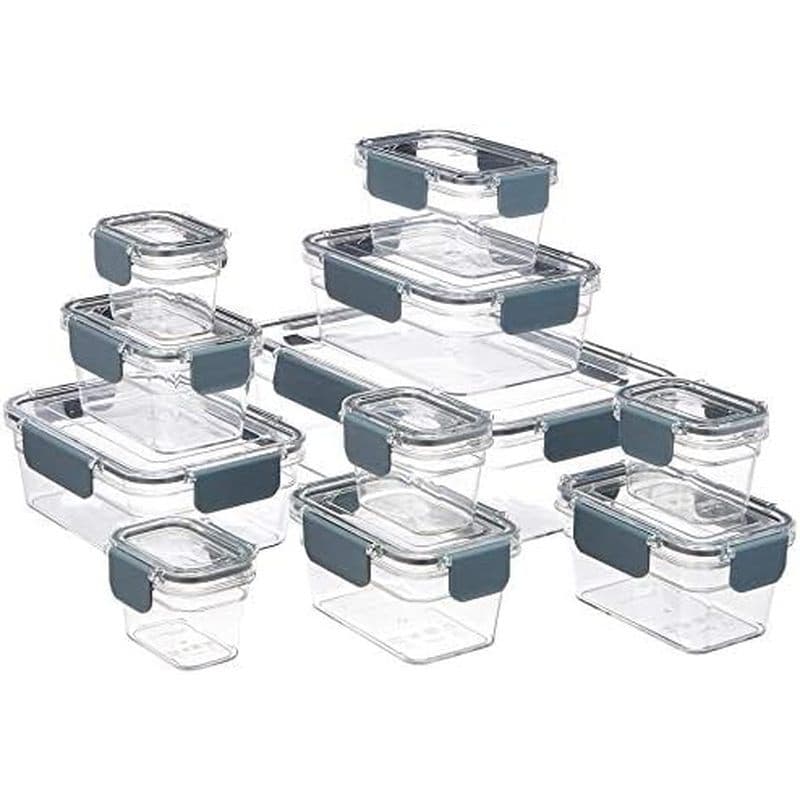 Conjunto De 22 Peças De Recipientes De Plástico Tritan Com 11 , Tampas , Armazenamento De Alimentos Transparente E Hermé