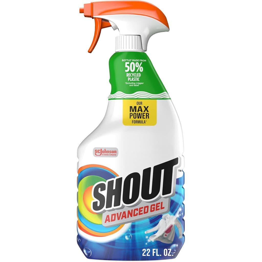 Gel Removedor de Manchas para Lavanderia Shout Advanced, Remove manchas teimosas, secas e difíceis, Spray de 22oz (A emb