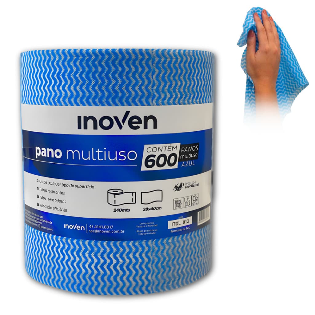 Rolo Inoven - Pano Multiuso 28x240m 40cm Azul - 600un