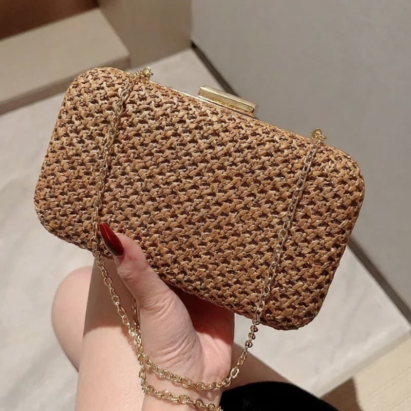 Bolsa Clutch Carteira Feminina Com Palha Para Festa Banquete Casamento