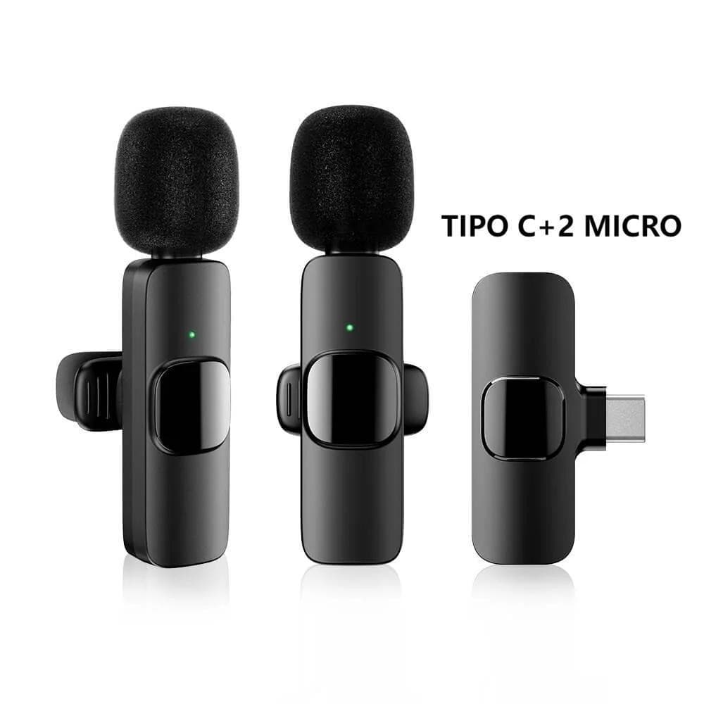 Microfone De Lapela Vlog Sem Fio K9 Compatível Com iPhone E Tipo C