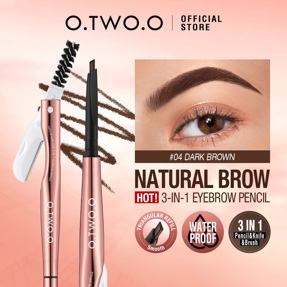 O.TWO.O Lápis De Sobrancelha + Navalha Com Pincel Watrpof E 180 ° Kits Giratórios Fáceis De Maquiagem Definidos Por 24 Horas