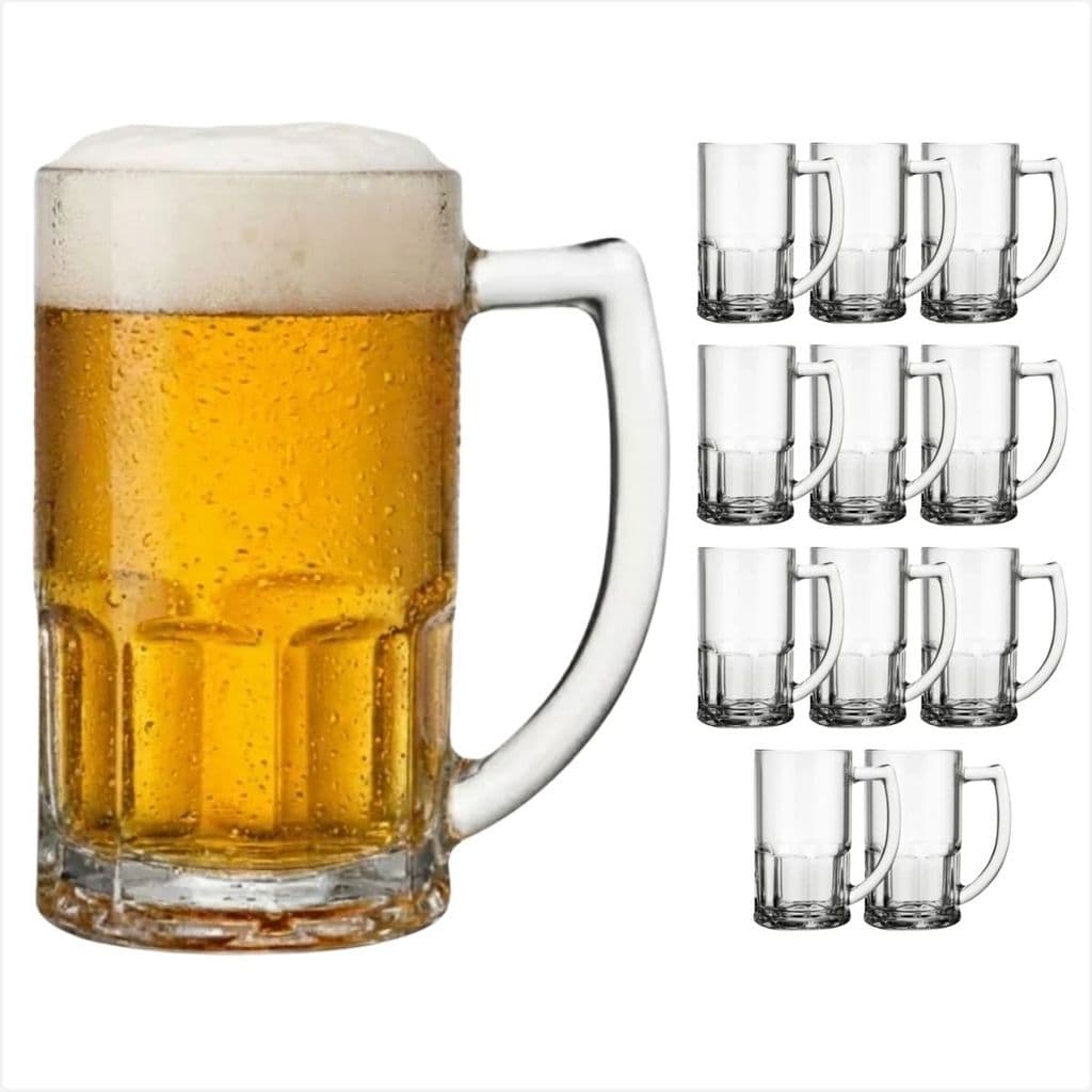 Jogo De 12 Canecas Vidro Chopp 320ml Vitamina Zero Grau Kit Copos Cerveja Suco Bebidas Restaurante