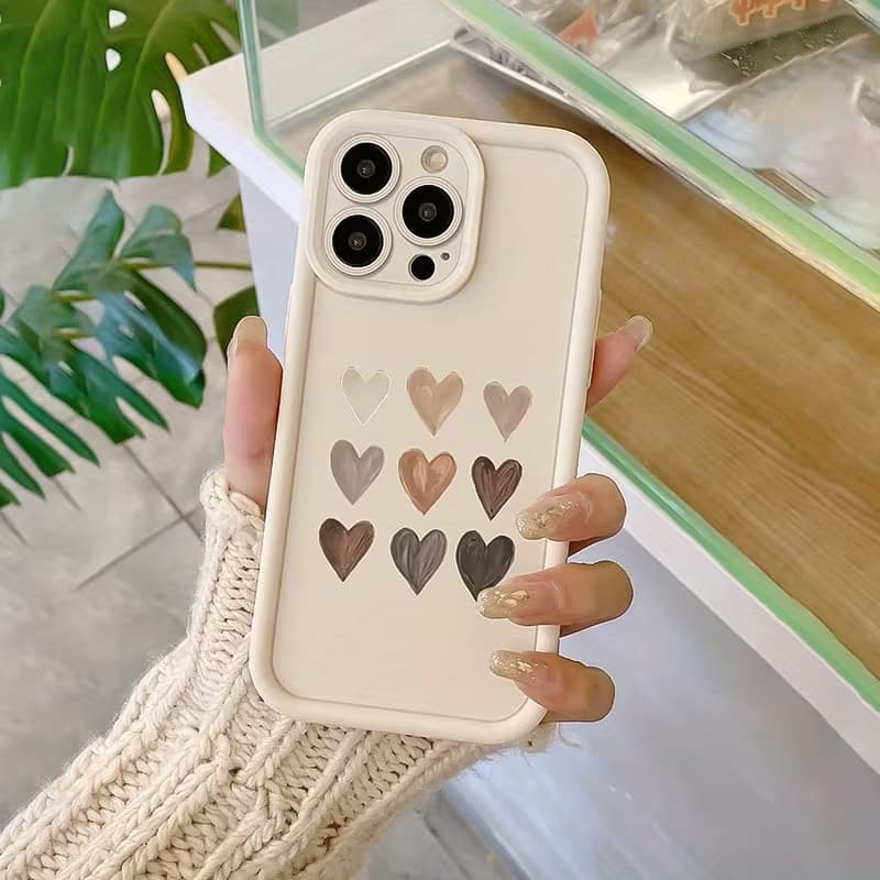 Capinha Capa Para iPhone XR 11 12 13 14 15 16 17 PRO MAX 14 15 16 PLUS Silicone À Prova de Choque Padrão coração